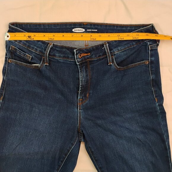 Old Navy Power Straight Jeans Women’s Size 10 Dark Wash Denim Mid Rise Stretch - Picture 4 of 6